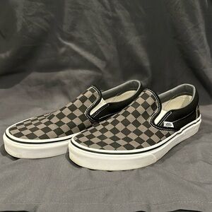 Grey/Black Checkered Slip-On Vans
